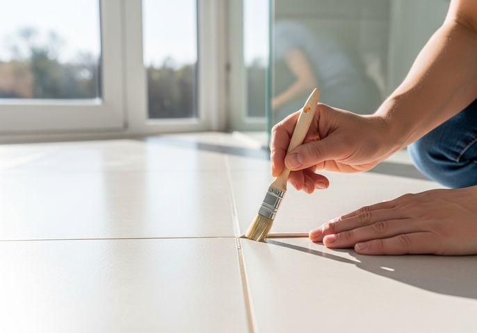 Sealing Tile Grout with Brush