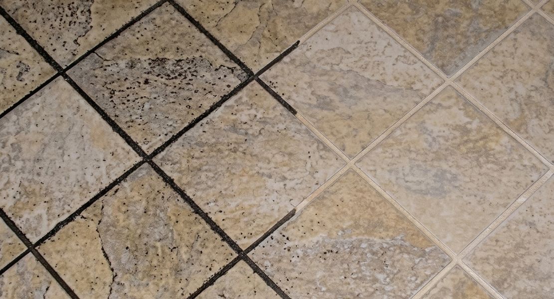 Half clean, half dirty tile floor