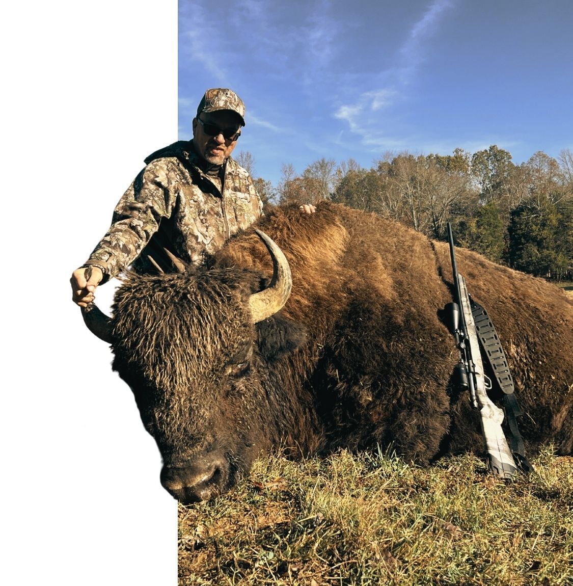 man with dead bison