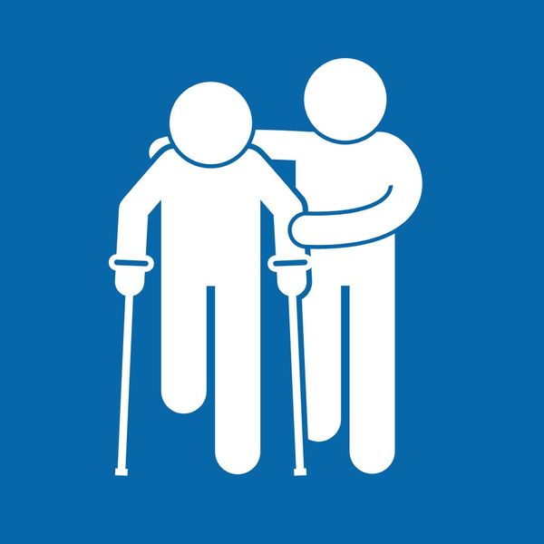 icon of a person helping a person on crutches