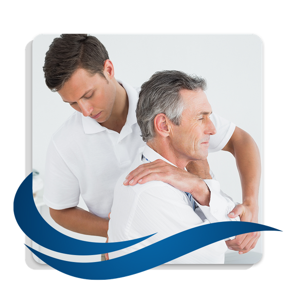 photo of man working with a chiropractor