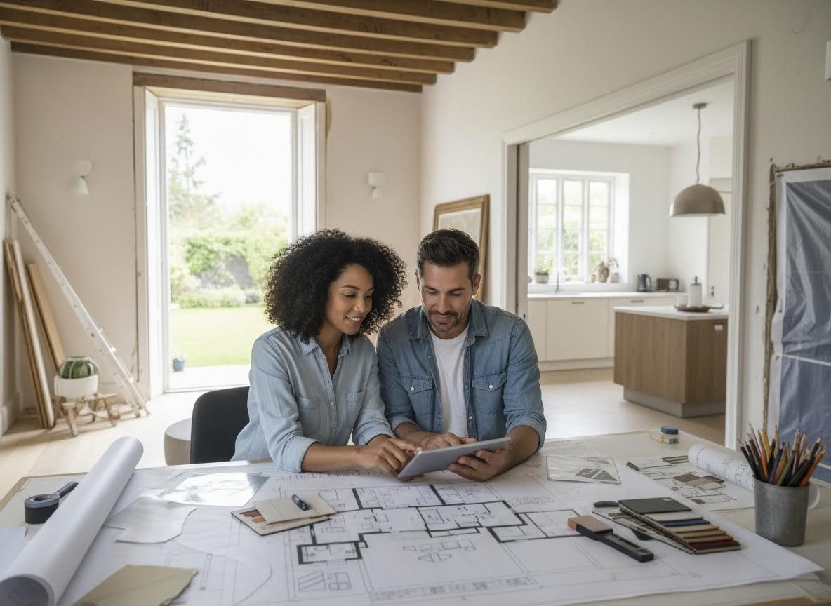 Couple Planning Home Renovation with Tablet