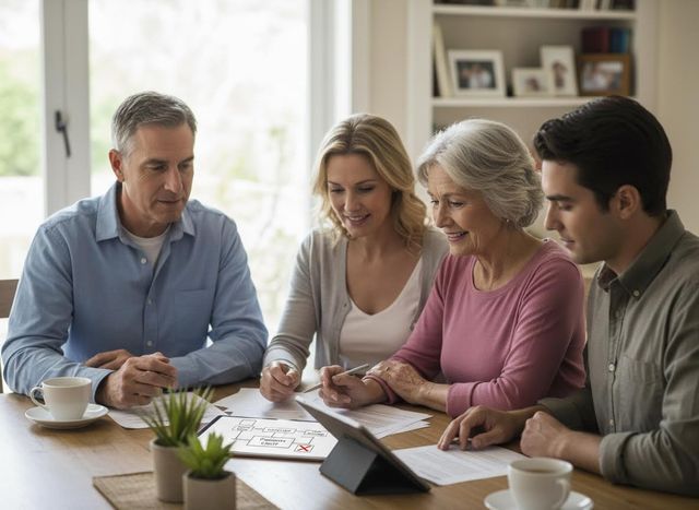 Multi-Generational Family Discussing Documents