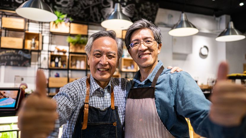 father and son in family business