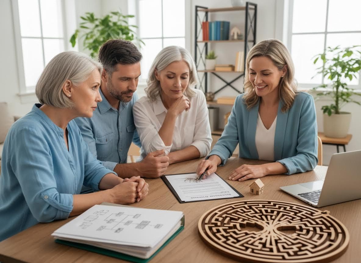Financial Advisor Discussing Documents with Family