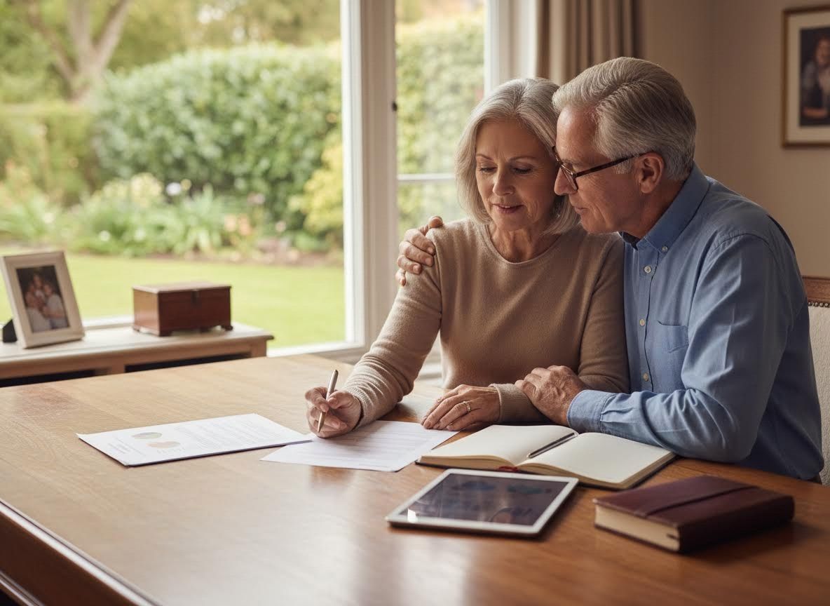 Senior Couple Reviewing Documents at Home
