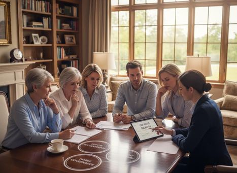 Financial advisor discussing holistic wealth with a family