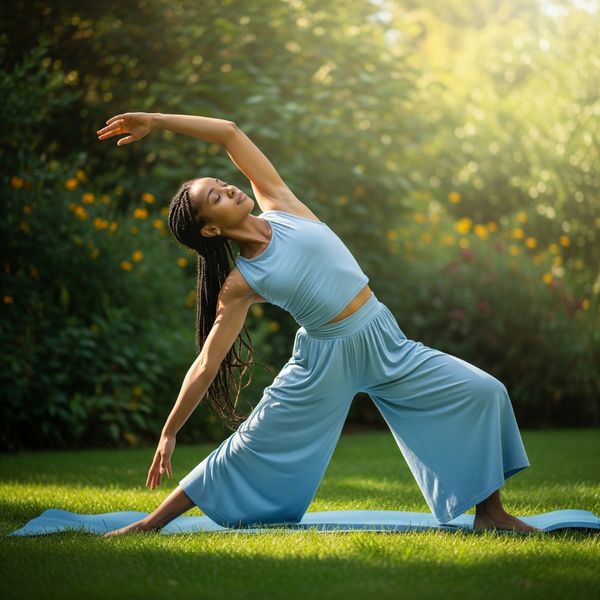 A woman practicing yoga in a peaceful setting, symbolizing balance and inner harmony.