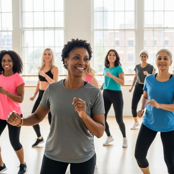 A diverse group of women engaging in a supportive wellness activity, representing community and shared health journeys.