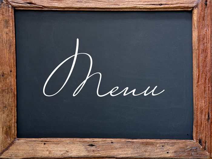  Close ups of a menu sign