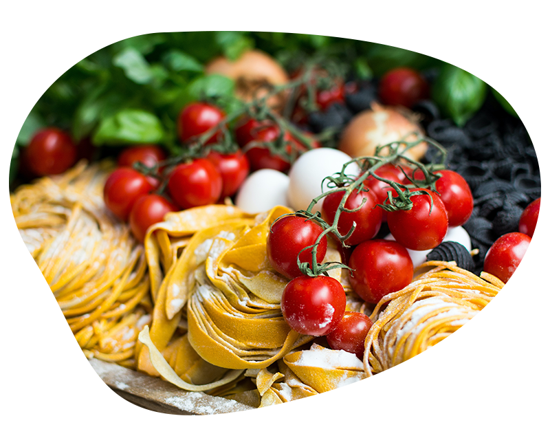 Fresh pasta and tomatoes