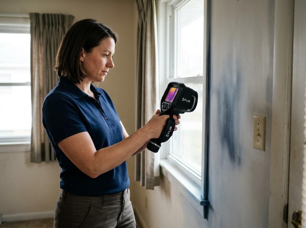 Woman Performing Building Inspection with FLIR Thermal Camera