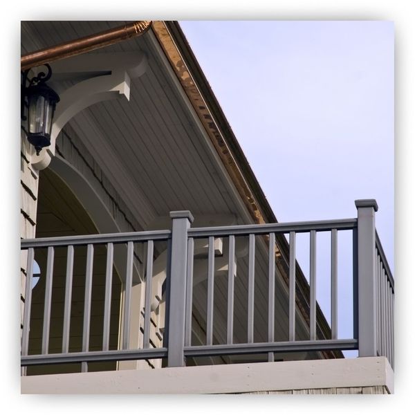 Copper gutter over balcony