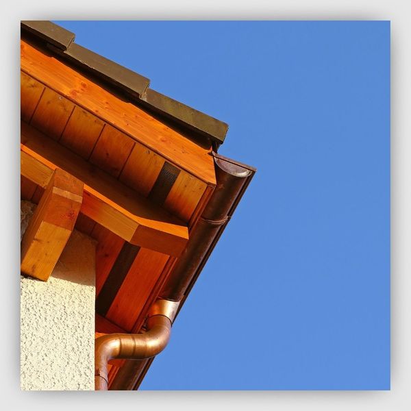 Copper gutter on roofline