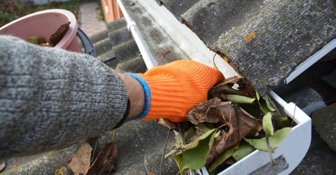 cleaning out gutters