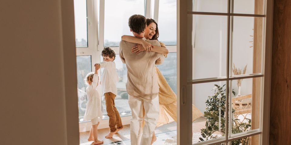 family in home