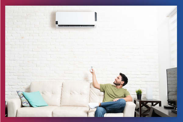 man using ductless mini split unit