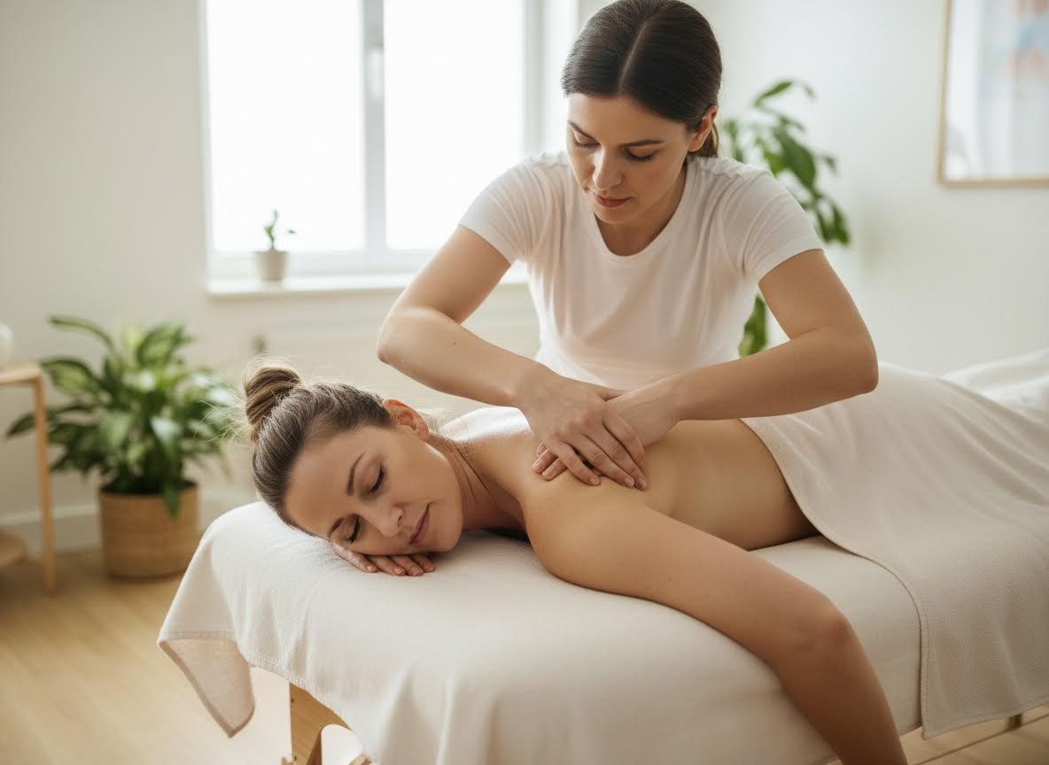 Woman receiving a relaxing back massage