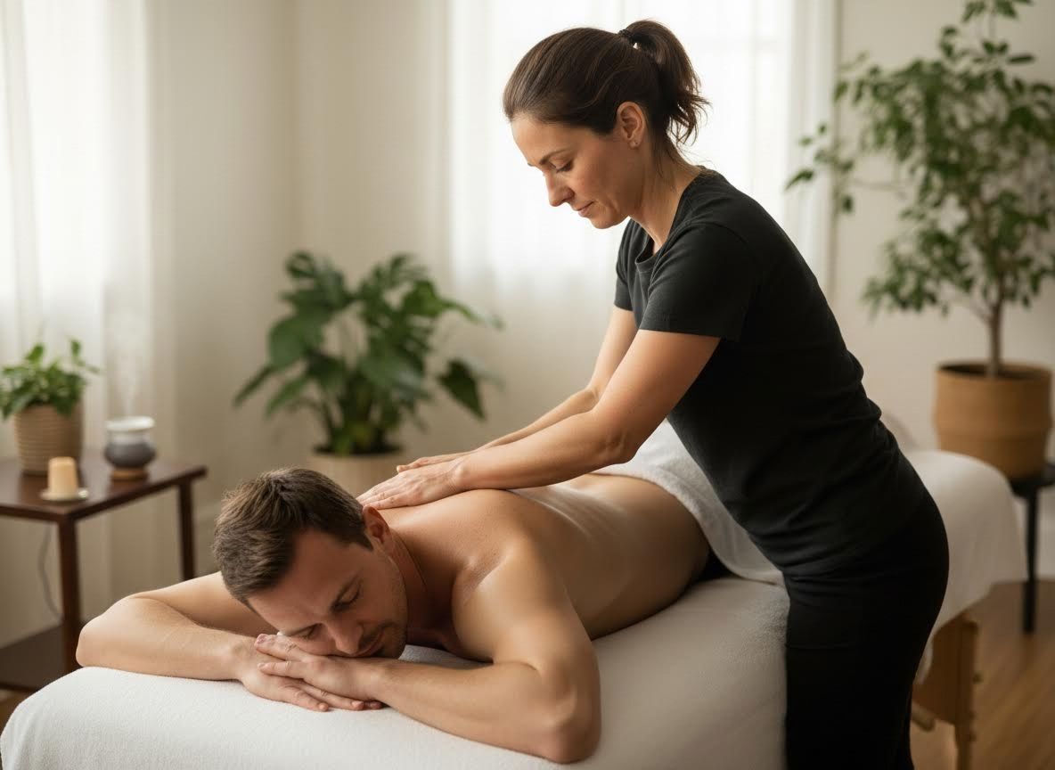 Man Receiving Professional Back Massage