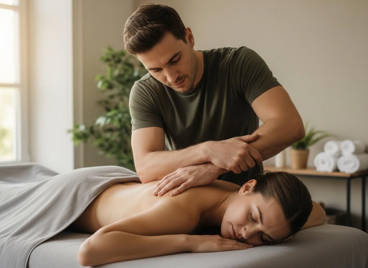 Male Therapist Giving Back Massage
