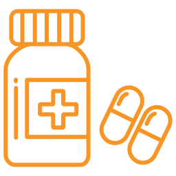 Icon of pill bottle and pills