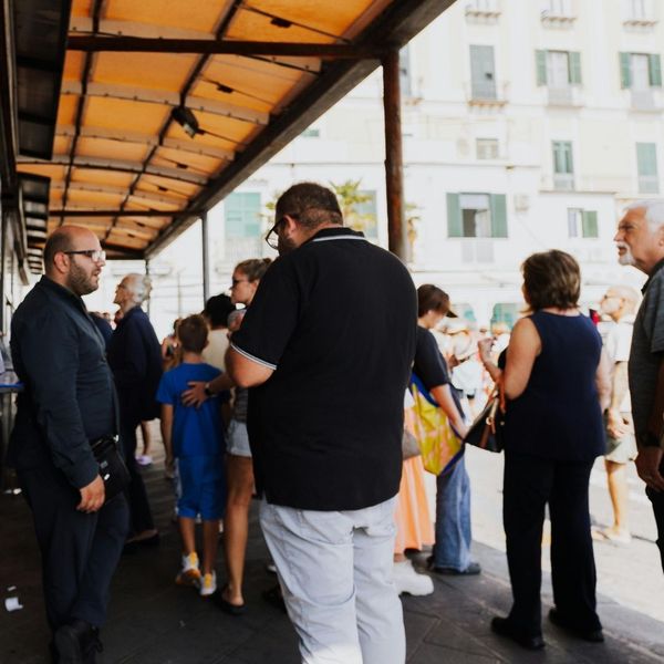 People waiting in line.