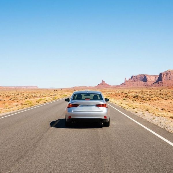 A car on Nevada desert roads.
