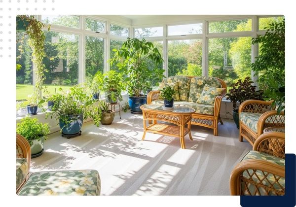 sunroom full of plants with freshly cleaned carpet sunroom full of plants with freshly cleaned carpet