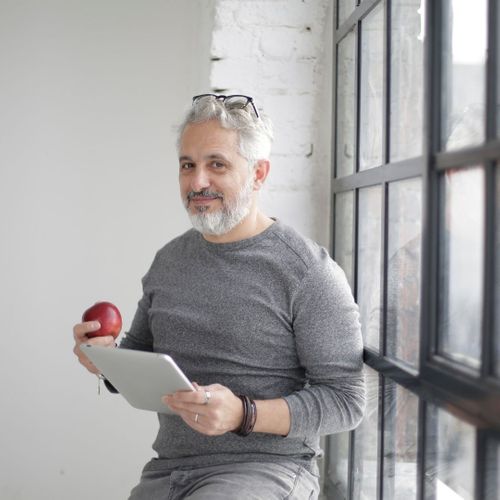 man eating a healthy snack man eating a healthy snack