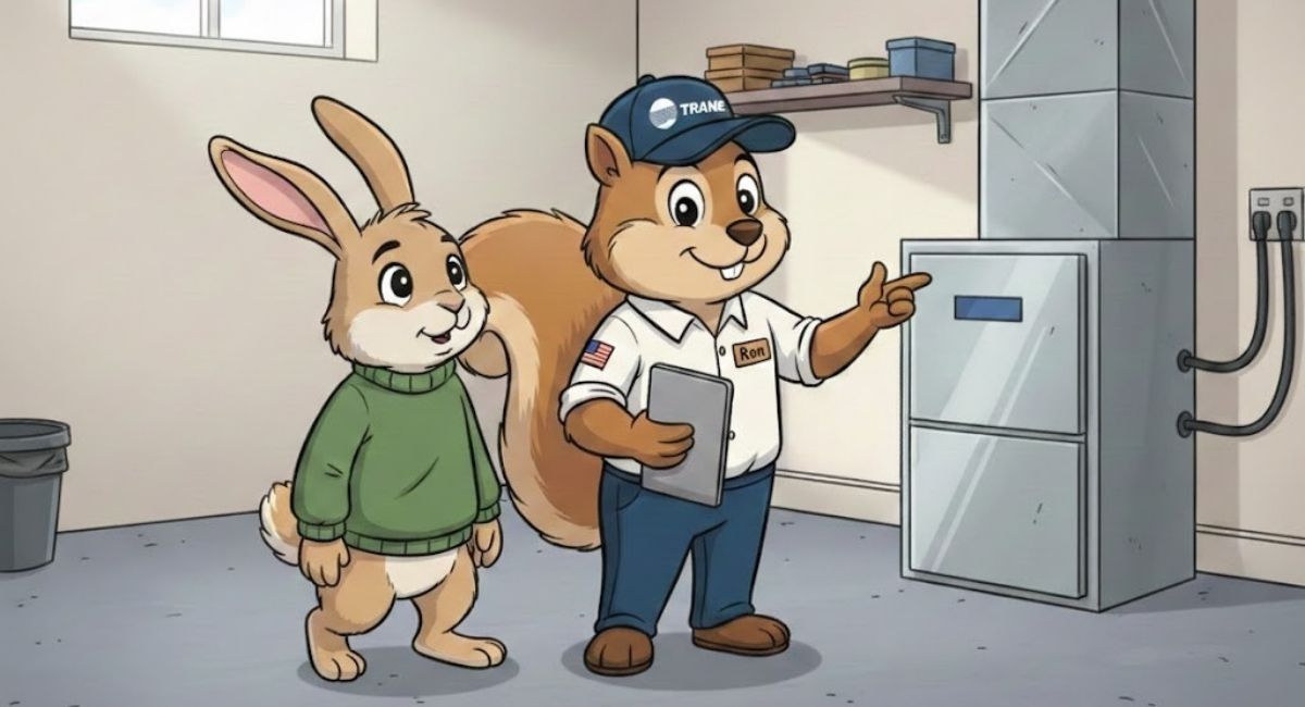 Squirrel showing off a new HVAC system