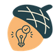A stylized acorn icon featuring a glowing lightbulb with a checkmark, symbolizing the expert and efficient HVAC repair solutions provided by J-Squirrel and Nuts About Comfort.