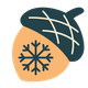 A stylized acorn icon featuring a large, crisp snowflake, representing the guaranteed chilled results and restored comfort after a professional air conditioning service.
