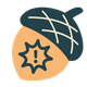 A stylized acorn icon featuring a bold exclamation point inside a warning burst, representing the common cooling problems and "cracks" in comfort that Ohio homeowners face.