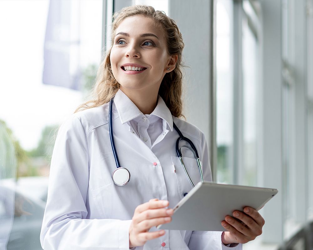 Woman doctor smiling