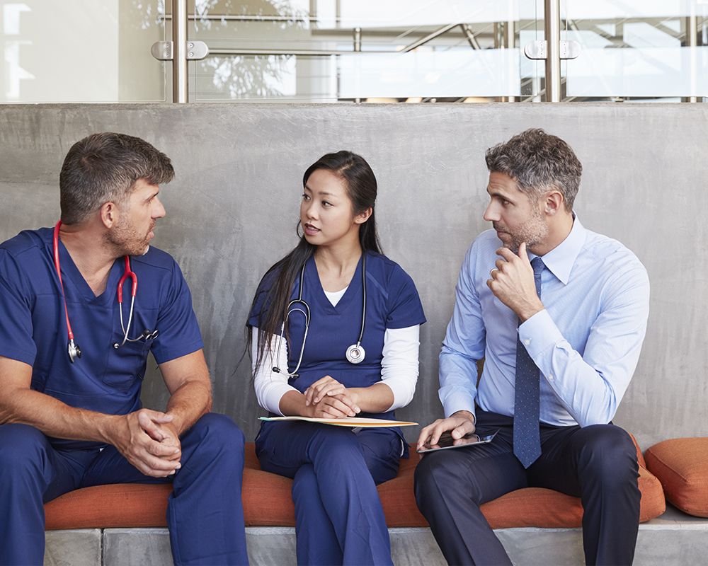 group of doctors talking