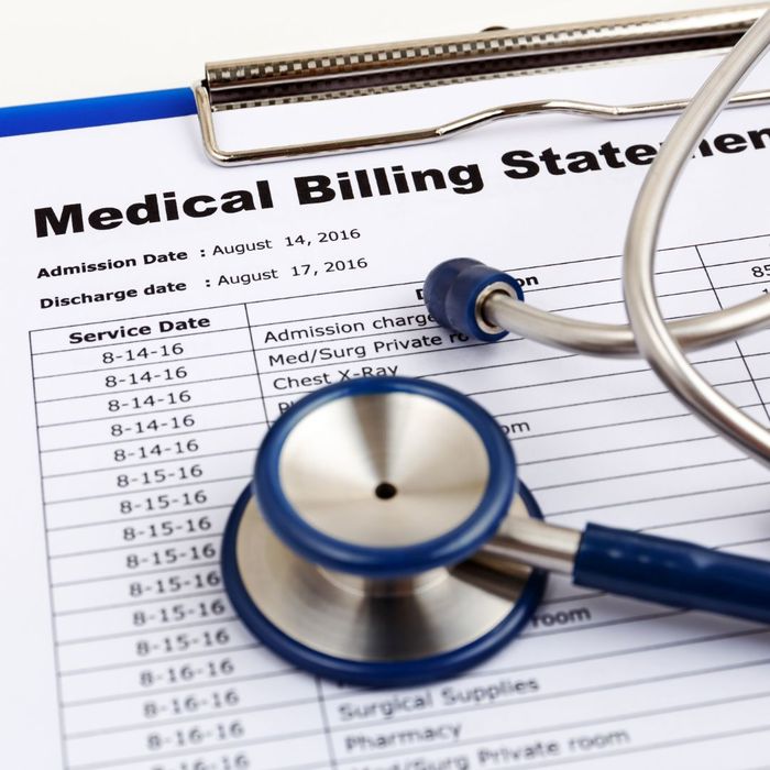 billing statement and stethoscope