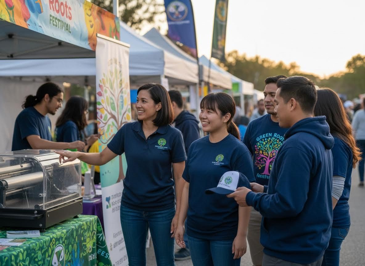 Volunteers engaging at a Green Roots Festival booth