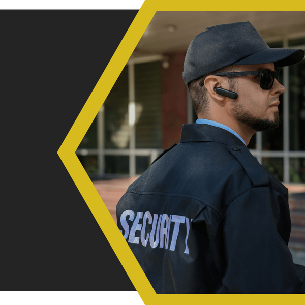 security guard with ear piece