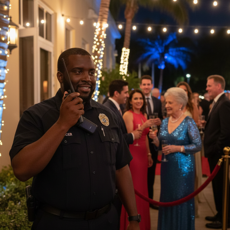 Security guard with Godly Security Agency in Florida providing event security services