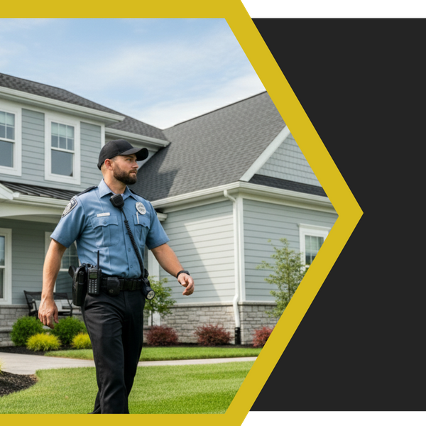 residential security guard walking around a property