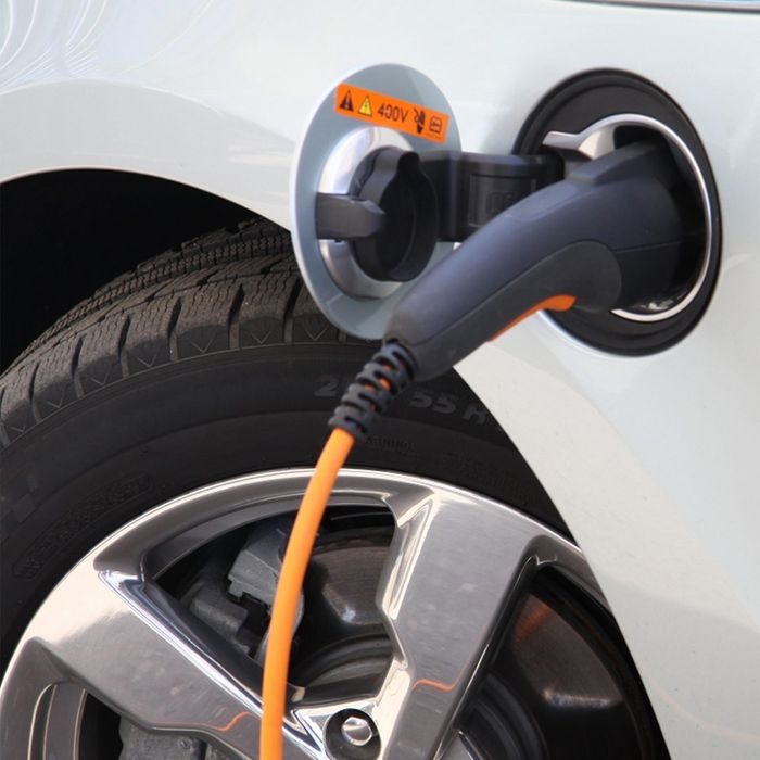 Image of an electric car being charged. 