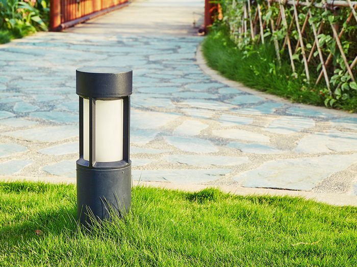 Bollard lights on pathway