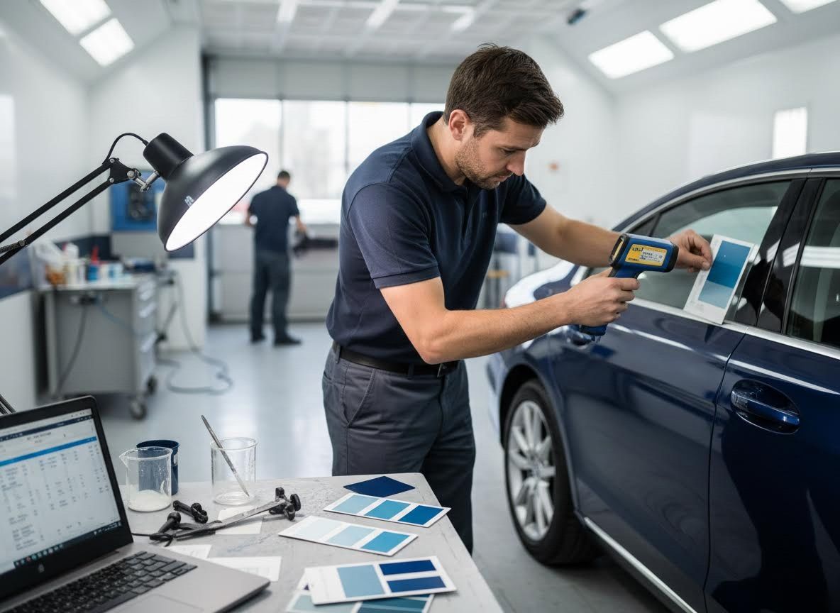 Technician Matching Car Paint Color