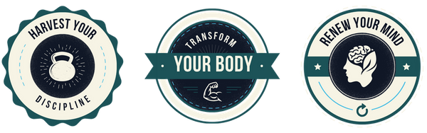 Trust Badge Content: 1: Harvest Your Discipline 2: Transform Your Body 3: Renew Your Mind