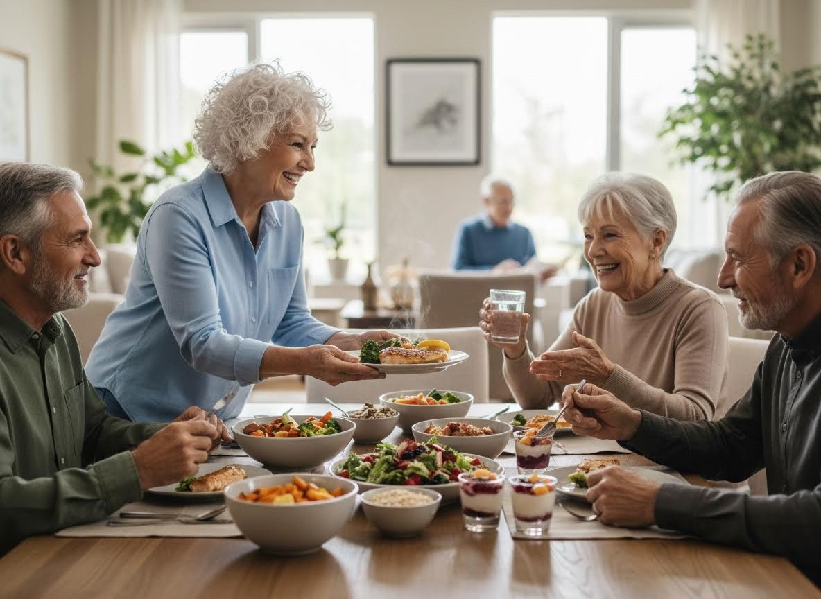 Senior Friends Enjoying a Healthy Meal Together