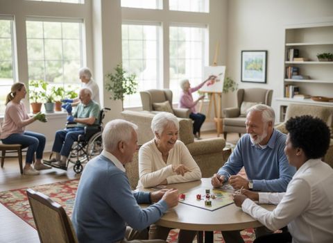 Seniors and Caregivers Engaged in Activities