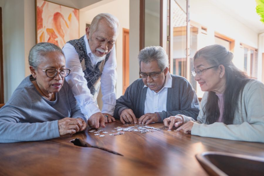 A group of seniors playing a game