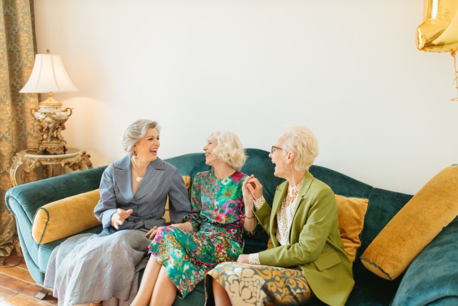 elderly woman laughing
