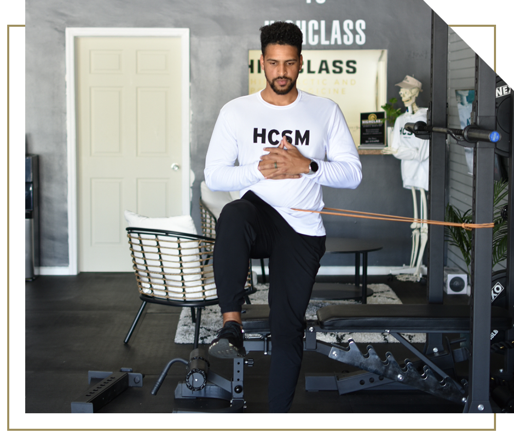 Man wearing HCSM shirt working out