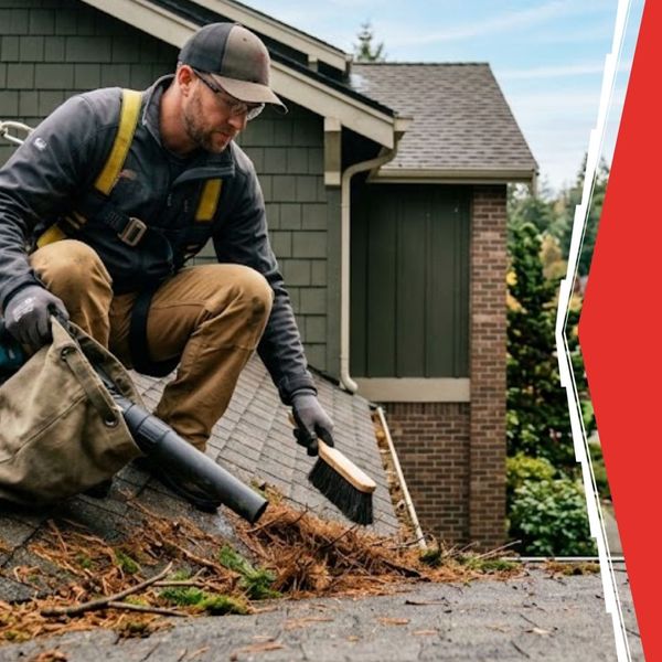 clearing fallen pine needles and debris from the roof valleys